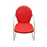 Rich Pacific Vibrant Red and White Retro Metal Tulip Chair For Sale Rich Pacific Vibrant Red and White Retro Metal Tulip Chair For Sale