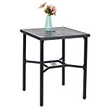 PHI VILLA 28in Patio Height Bistro Square Table Umbrella Hole – 36″ Height
