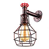 Cheap BAYCHEER HL409451 Industrial Retro Vintage style Single Light Wire Cage Water Pipe Wall Sconce wall light lamp Lantern in Dark Copper Finish use E26/27 Bulb