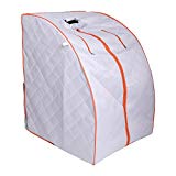 ALEKO PIN15SY Personal Folding Portable Home Infrared Sauna with Folding Chair and Foot Pad for Relaxation and Weight Loss 41 x 31 x 33 Inches Silver with Orange Trim Review