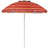 Sunnydaze 6-Foot Vented Beach Umbrella with Tilt Function and UV 50 Sun Protection, Striped Malibu Dream For Sale
