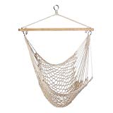 Clevr New Hammock Chair Swing Chair Outdoor Porch Lounge Hanging Patio Tree Sky (White-Cotton)