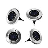 Echoming no no 4pcs Solar Garden Outdoor Upgraded 12 LED in-Ground Pathway, Driveway, Deck, Hallway, Lawn, Landscape Lighting-White, Silver