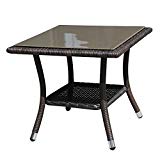 PATIOROMA Outdoor Aluminum Frame Square Glass Top Wicker Coffee Table, Espresso Brown Review PATIOROMA Outdoor Aluminum Frame Square Glass Top Wicker Coffee Table, Espresso Brown Review