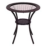 UBRTools Round Rattan Wicker Coffee Table Glass Top Steel Frame Patio Furni W/Lower Shelf UBRTools Round Rattan Wicker Coffee Table Glass Top Steel Frame Patio Furni W/Lower Shelf
