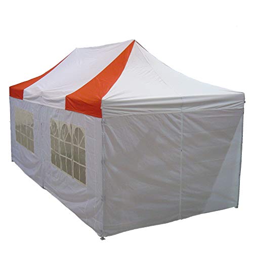 DELTA Canopies 10’x20′ Ez Pop Up Canopy Party Tent Instant Gazebos 100% Waterproof Top with 6 Removable Sides Red/White – E Model For Sale