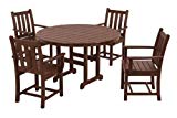 POLYWOOD PWS134-1-MA Traditional Garden 5-Piece Dining Set, Mahogany For Sale