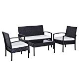 Outsunny 4 Piece Outdoor Patio Armchair and Loveseat Conversation Set – Brown Review