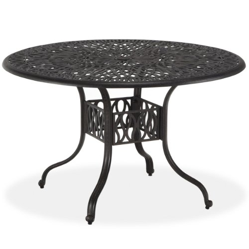 Home Styles Floral Blossom Round Dining Table, 42-Inch, Charcoal