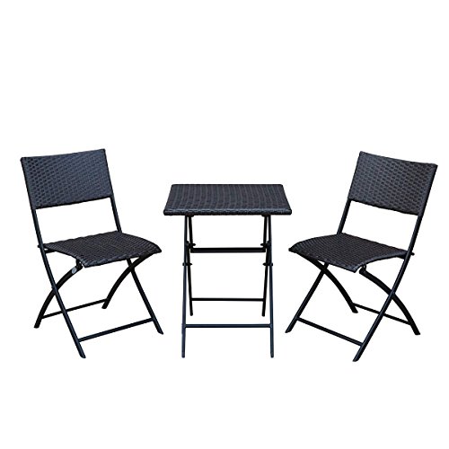 SunLife Bistro Sets, Outdoor Folding Table with Chairs Set, Foldable Patio Bistro Garden Party Bars Cafe Chairs Table Set, Teak Review