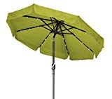 Trademark Innovations Deluxe Solar Powered LED Lighted Patio Umbrella – 8′ With Scalloped Edge Top – (Light Green) For Sale