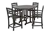 POLYWOOD PWS143-1-GY La Casa Café 5-Piece Counter Set with Table and Chair, Slate Grey For Sale POLYWOOD PWS143-1-GY La Casa Café 5-Piece Counter Set with Table and Chair, Slate Grey For Sale