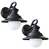 Hardware House 21-2101 One Light Outdoor Wall Mount – 2 Per Pack, Black Finish with Frosted Glass For Sale