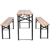 3 PCS Beer Table Bench Set Folding Wooden Top Picnic Table Patio Garden New for outdoor activities & garden use Review