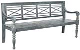Safavieh Patio Collection Martin Adirondack Acacia Wood Bench, Ash Grey