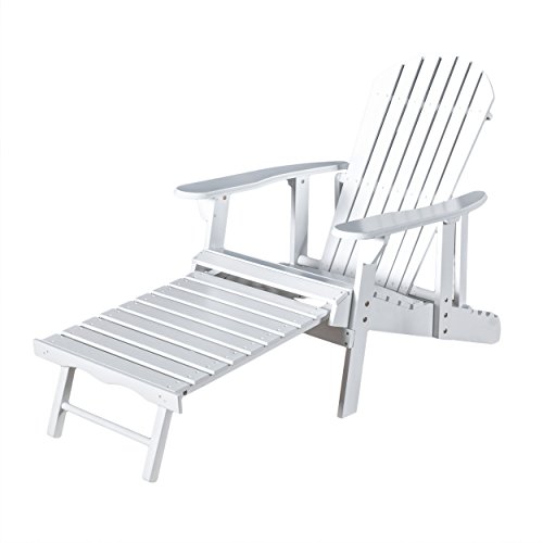 Denise Austin Home Katherine Outdoor Reclining Wood Adirondack Chair with Footrest