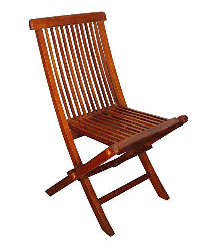 Blue Star Group Terrace Mates Folding Side Chair Set, Natural Wood Stain, Set of 2