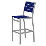 POLYWOOD A102FASPB Euro Bar Side Chair, Textured Silver/Pacific Blue