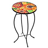 Evergreen Garden Outdoor-Safe Sunflowers Faux Mosaic Glass Metal Side Table - 12.25 Evergreen Garden Outdoor-Safe Sunflowers Faux Mosaic Glass Metal Side Table - 12.25