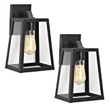 Cheap Emliviar Outdoor Wall Lighting Fixture 2 Pack, 1-Light Patio Wall Light Fixture, Black Finish with Clear Bevel Glass, OS-1803AW2-2PK