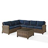 Crosley Furniture Bradenton 5-Piece Outdoor Wicker Seating Set with Cushions – Navy Review