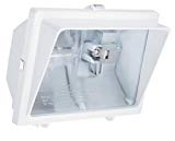 Lithonia Lighting OFL 300/500Q 120 LP WH M6 Light Visor Flood Light with One 300-Watt and One 500-Watt Quartz Halogen Double-Ended Lamps, White For Sale
