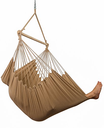 Hammock Sky XXL Hammock Chair Swing Patio, Porch, Bedroom, Backyard, Indoor Outdoor – Includes Hanging Hardware Drink Holder (Iced Coffee)