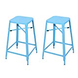 Homebeez 26″ Metal Square top Backless Armless Barstools Simple Style Stools Set of 2, Blue Review Homebeez 26″ Metal Square top Backless Armless Barstools Simple Style Stools Set of 2, Blue Review