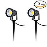 Cheap Waterproof DC 12V COB 5W Outdoor LED Decorative Lamp Lighting Landscape Garden Wall Yard Path Light with Stand | Warm White 3000K,Pack of 2