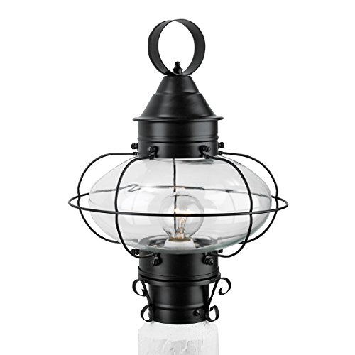 Norwell Lighting 1321-BL-CL Cottage Onion – One Light Medium Post, Glass Options: Clear Glass, Choose Finish: BL: Black