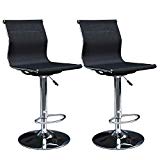 Sundale Outdoor Adjustable Barstools Breathable Fabric Swivel Counter Height Stools, 17.72” Dia Large Chrome Base, 2 Pcs Set, Black Review