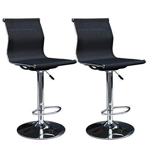 Sundale Outdoor Adjustable Barstools Breathable Fabric Swivel Counter Height Stools, 17.72” Dia Large Chrome Base, 2 Pcs Set, Black Review