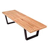 Cheap LeisureMod Mid-century Modern Inwood Platform Bench, 5-Feet, Natural Wood