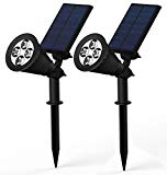 Cheap Solar Lights, BlackLemon 2-in-1 Waterproof 4 LED Solar Spotlight Adjustable Wall Light Landscape Light Security Lighting Dark Sensing Auto On/Off for Patio Deck Yard Garden Driveway Pool Area(2 Pack)