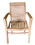 Ala Teak Wood Indoor Outdoor Patio Garden Yard Stackable Arm Chair Set Seat Teak (2 Chairs)