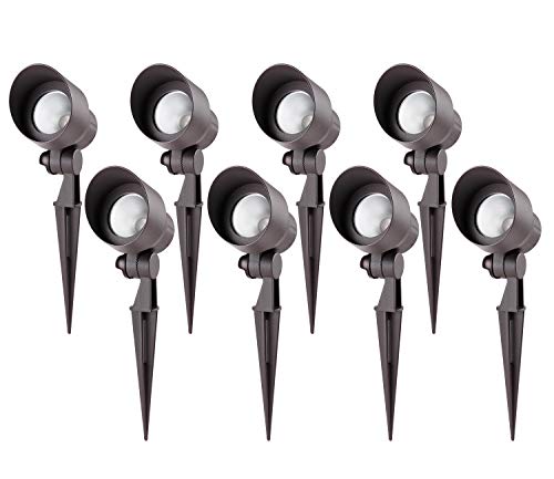 Cheap LEONLITE 5W LED Outdoor Landscape Light, Adjustable Pathway Lighting, IP65 Waterproof, UL Listed Cable, 3000K Warm White, Aluminum Housing, for Driveway/Yard/Lawn/Garden, 5 Years Warranty, Pack of 8