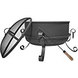 Titan 24 Inch Large Steel Cauldron Fire Pit with Spark Screen Review Titan 24 Inch Large Steel Cauldron Fire Pit with Spark Screen Review