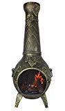 The Blue Rooster CAST ALUMINUM Grape Wood Burning Chiminea in Gold Accent.