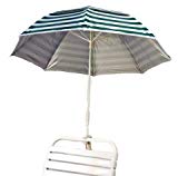 Forest Green & White Stripe Clamp On Solar Beach Umbrella Forest Green & White Stripe Clamp On Solar Beach Umbrella