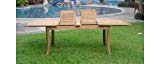 TeakStation Grade-A Teak Wood Extra Large double extension 117″ Rectangle Dining Table #TSDT118R