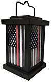 Brotherhood Light of Hope, Firefighter’s Thin Red Line American Flag Outdoor Hanging or Table Rechargeable Solar Garden & Patio Pathway Decorative Lantern Light