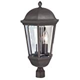 Craftmade Z3025-92 Post Mount Light with Beveled Glass Shades, Bronze Finish