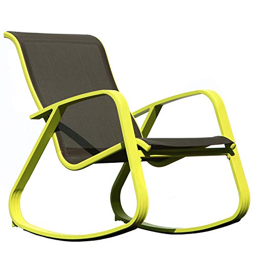 Grand patio Modern Swing Rocking(Rock) Chair Glider with Lemon Green Aluminum Frame, Indoor Bedroom/Outside Style