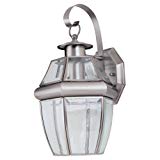 Sea Gull Lighting 8037-965 Single-Light Lancaster Small Classic Outdoor Wall Lantern, Clear Beveled Glass and Antique Brushed Nickel For Sale