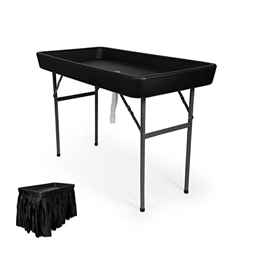 6 Foot Cooler Ice Table Party Ice Folding Table with Matching Skirt – Black