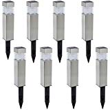 Cheap Morvat Outdoor Decorative Solar LED Path Garden Landscape Lights | Stainless Steel Durable Plastic | Waterproof | Light up Your Path Yard | White Light | Pack of 8
