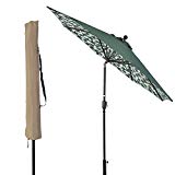 LCH Novelty Design 9 ft Patio Umbrella Outdoor Backyard Deck Table Umbrella Sturdy Pole, 8 Ribs, Crank Open, Push Button Tilting, Green/Coast Tree