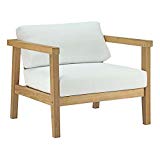 Modway Bayport Teak Wood Outdoor Patio Armchair in Natural White Review