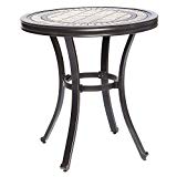 dali Handmade Dining Table Contemporary Round a Tile-Top Design with Heavy-Duty Aluminum Frame 28″ Dia x 28.6″ Height
