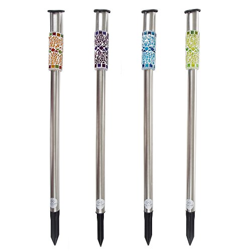 Cheap Solar Outdoor LED Light, Battery Operated Stainless Steel Mosaic Column Path and Walkway Lights For Landscape, Patio, Pathways by Pure Garden